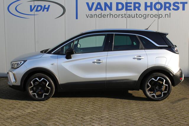 Opel Crossland 1.2-110pk Turbo 'Elegance'. Mooie en luxe hoogzitter ! Volautm. airco dual, cruise control, camera, comfortst., LM wielen, navigatie, telefoonvoorb., lane- en side assist, pdc v+a, LED verl., trekhaak etc.