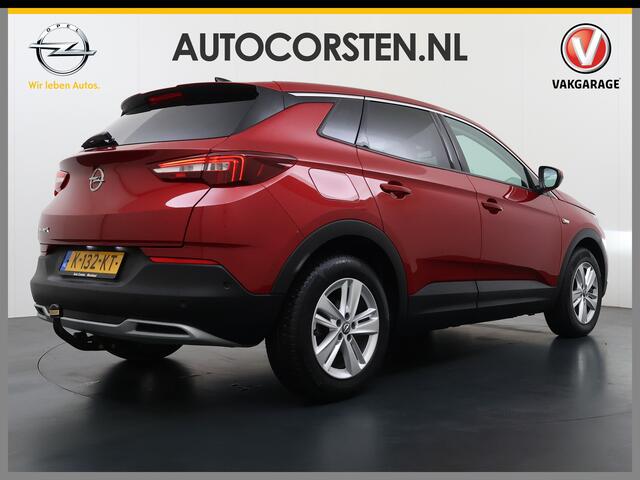 Opel Grandland X AUT-8 T131pk Innovation Trekhaak LED Navi 17"lm Keyless 1/2Leer AGR-Comfort-Stoel+Verwarmd Apple/Android Pdc Dab Ecc Tel. Isofix Mistlampen Priv.Glass Blindspot Lane-dep. Bordherk. Usb Bluetooth CruiseControl Licht-/Zichtpakket Elek.Inkl.spiegels Elek.Ram