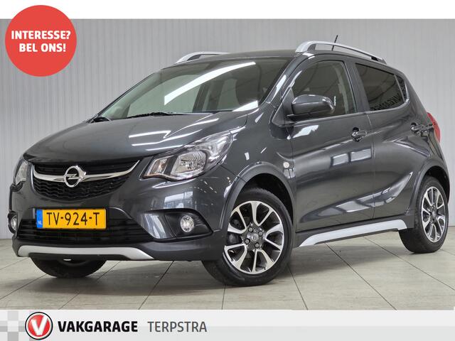 Opel KARL 1.0 Rocks Online Edition. NL Auto!/ 15'' LMV/ PDC/ Apple + Android/ Dakrails/ DAB+/ Airco/ Cruise/ Elek. pakket/ Isofix/ Bluetooth/ Multi. LEDER. Stuur/ Mistl./ Extra Getint glas.