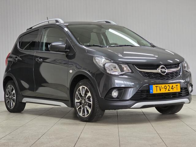 Opel KARL 1.0 Rocks Online Edition. NL Auto!/ 15'' LMV/ PDC/ Apple + Android/ Dakrails/ DAB+/ Airco/ Cruise/ Elek. pakket/ Isofix/ Bluetooth/ Multi. LEDER. Stuur/ Mistl./ Extra Getint glas.