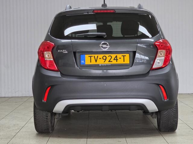 Opel KARL 1.0 Rocks Online Edition. NL Auto!/ 15'' LMV/ PDC/ Apple + Android/ Dakrails/ DAB+/ Airco/ Cruise/ Elek. pakket/ Isofix/ Bluetooth/ Multi. LEDER. Stuur/ Mistl./ Extra Getint glas.