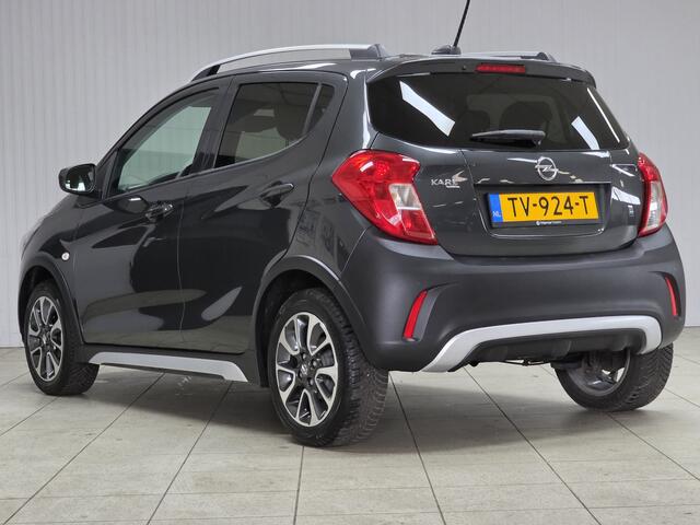 Opel KARL 1.0 Rocks Online Edition. NL Auto!/ 15'' LMV/ PDC/ Apple + Android/ Dakrails/ DAB+/ Airco/ Cruise/ Elek. pakket/ Isofix/ Bluetooth/ Multi. LEDER. Stuur/ Mistl./ Extra Getint glas.