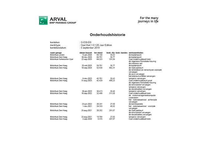 Opel KARL 1.0I 74PK 5Drs Airco Bluetooth Cruise Control Pdc 120 Jaar Edition Lmv ABS ESP City Steer Isofix Dealeronderhouden 1e Eigenaar Origineel Nederlandse Auto