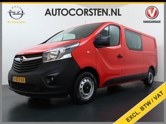 Opel VIVARO D126pk L2H1 Dubbele Cabine Euro 6 Navi Airco Trekhaak Camera Cruise Control Bluetooth Pdc 5-Persoons Betonplex Vloer Wandbetimmering Schuifdeur Regen-Lichtsensor 1.6CDTI 1e Eigenaar Origineel Nederlandse Auto Dealeronderhouden 2.000kg trekvermogen