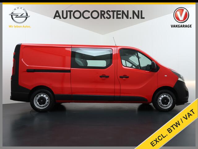 Opel VIVARO D126pk L2H1 Dubbele Cabine Euro 6 Navi Airco Trekhaak Camera Cruise Control Bluetooth Pdc 5-Persoons Betonplex Vloer Wandbetimmering Schuifdeur Regen-Lichtsensor 1.6CDTI 1e Eigenaar Origineel Nederlandse Auto Dealeronderhouden 2.000kg trekvermogen
