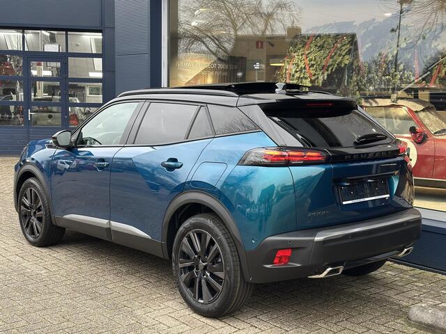 Peugeot 2008 1.2 Hybrid 145 PK GT | Automaat Hybride | DEMO met ¤8.500 Korting | Panorama Schuif-/Kanteldak | Navigatie | 360 Graden Camera | Keyless Entry | Full LED Verlichting | Zwart Dak | Climate Control | 18" Lichtmetalen Velgen Evissa | Sportstoelen | Hoge Zitp