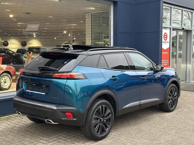 Peugeot 2008 1.2 Hybrid 145 PK GT | Automaat Hybride | DEMO met ¤8.500 Korting | Panorama Schuif-/Kanteldak | Navigatie | 360 Graden Camera | Keyless Entry | Full LED Verlichting | Zwart Dak | Climate Control | 18" Lichtmetalen Velgen Evissa | Sportstoelen | Hoge Zitp