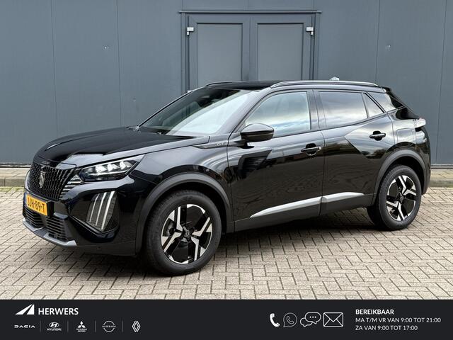 Peugeot 2008 Hybrid 145 GT / Nieuw, veel voordeel / tot 8 jaar Garantie / Elektr. schuifdak en bestuurdersstoel / Stoelverwarming / Camera 360° / Adapt. CC / Navi / Apple Carplay Android / 17" LM wielen / ook in grijs leverbaar