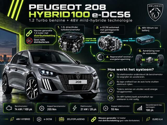 Peugeot 208 1.2 Hybrid 100PK e-DCS Aut. Allure Navigatie Apple Carplay/Android Auto Airco Camera Parkeer sensoren Cruise Control Led Lichtmetalen Velgen – foto 2