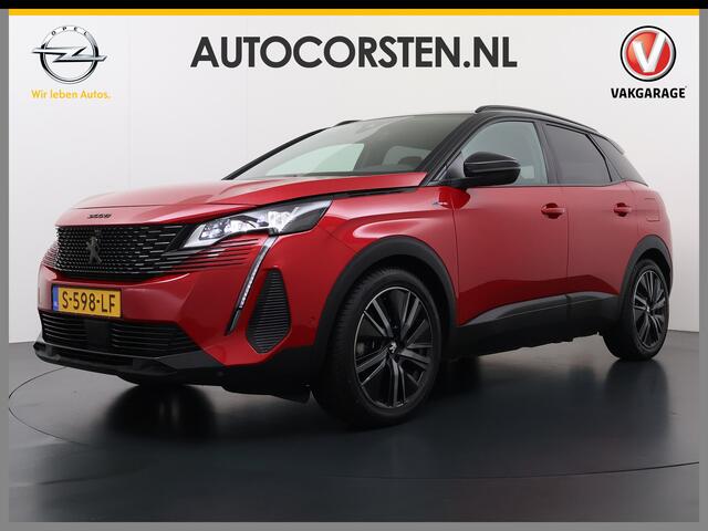 Peugeot 3008 1.6T 225pk AUT-8 GT Pack HYbrid Leer/Alcantara+Elektr.+Verwarmd Trekhaak Navi360°Camera Apple Carplay Android Ecc HiFi Premium FOCAL® Zwarte Hemel Lane Assist Dodehoekwaarschuwing 1e Eigenaar Origineel Nederlandse Auto Nieuwprijs ¤51.858,-