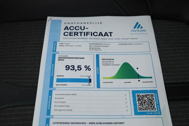 Peugeot 3008 1.6 HYbrid 225 Blue Lease Allure | Rijklaar! | SOH 93,5% | Afn. Trekhaak | Dig. Cockpit | Dodehoek | Stoelverw. | Camera+PDC | Cruise | LED | NAV+App.Connect V