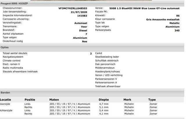 Peugeot 5008 1.5 HDI Automaat 7Pers. GT-Line / Panoramadak / Trekhaak / Pdc+Camera / Leder / Airco-ecc./ Xenon /