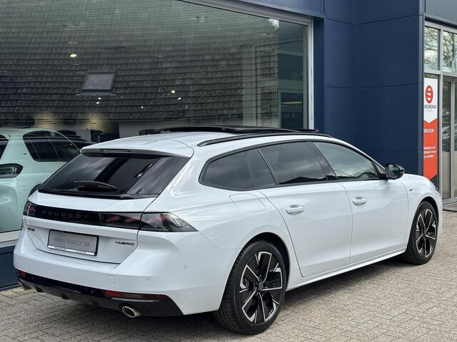 Peugeot 508 SW 1.6 HYbrid 180 GT | Facelift Model | Meest Complete Uitvoering | Volledig Lederen Bekleding | Glazen Panorama Schuif-/Kanteldak | Stoelverwarming & Massage | Plug-In Hybride Automaat | 360 Graden Camera | Navigatie | Climate Control | Adaptieve Cruise 