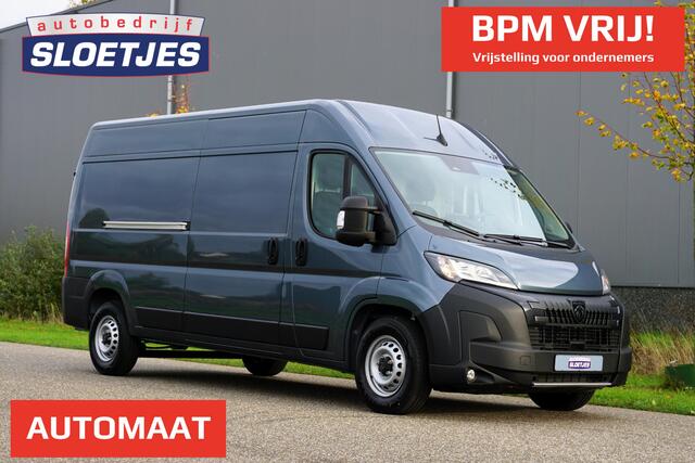 Peugeot BOXER 2.2 BlueHDi 180 L3H2 3.5t Zwaar Automaat |BPM vrij |Groot scherm |Camera |Navi |Cruise |Climate control |Mistlampen |EURO6d |180 pk |Metallic |Nieuw