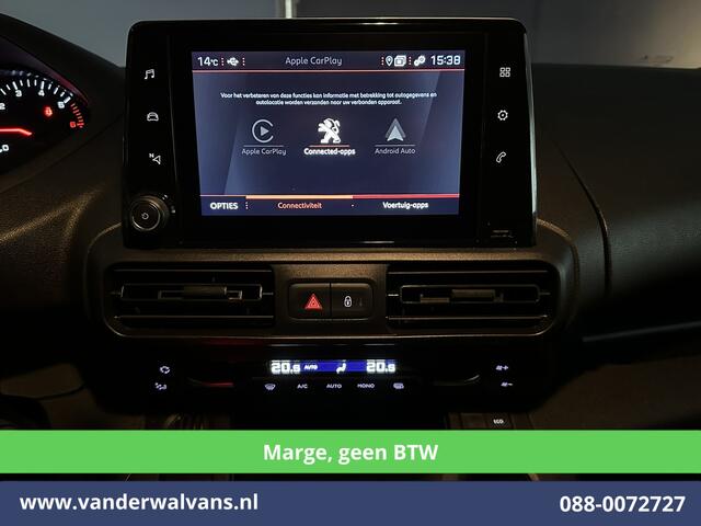 Peugeot PARTNER 1.5 BlueHDI **Marge, Geen BTW** 131pk Automaat Benzine L1H1 Euro6 Airco | 3-Zits | Camera | Navigatie | Apple Carplay Cruisecontrol, Android Auto, Parkeersensoren, Bijrijdersbank