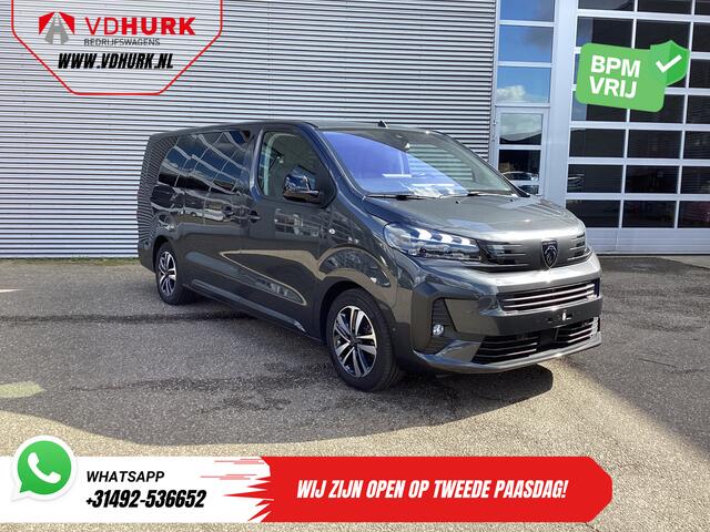 Peugeot Traveller e-Traveller L3 75kWh 348 km WLTP LED/ Snellader/ Pano/ 8 pers/ Adapt.Cruise/ Leder/ 2x Elek.Schuif/ Elek.stoelen/ Massage stoelen/ Stoelverw./ Stuurverw./ Carplay/ Navi/ Camera/ PDC/ LMV/ Climate