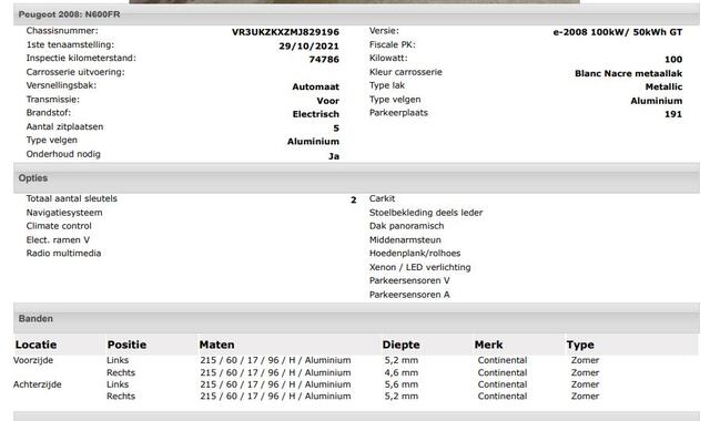 Peugeot e-2008 GT 100KW / 50 kWh / Panoramadak / Navigatie / Pdc.+Camera / Airco-ecc./ 100% Elektrisch, 100% Stijlvol