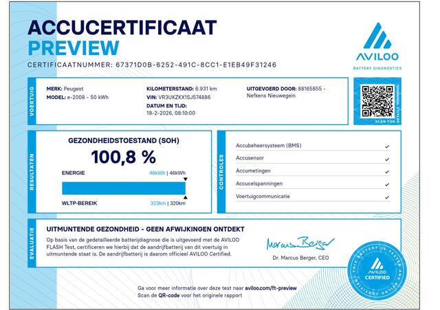 Peugeot e-2008 SUV EV Allure 50 kWh 136pk | Accu 100% | Navigatie | Parkeerhulp | CarPlay | Led Koplampen
