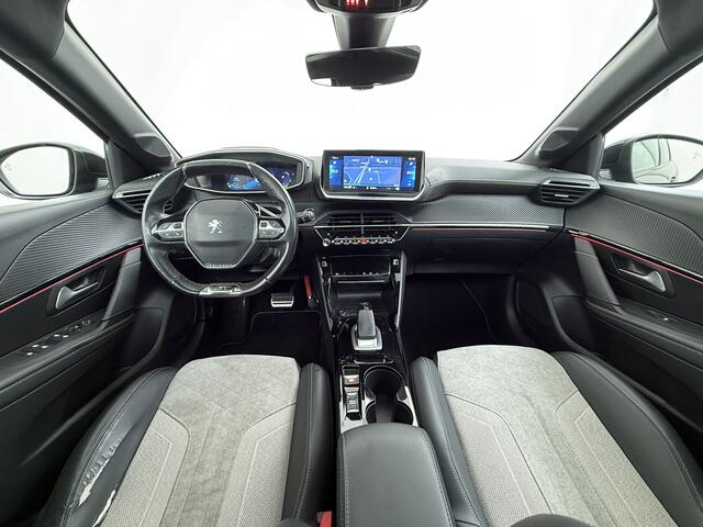 Peugeot e-208 EV GT-line 350 50kWh Pano-dak 360°Camera Leder/Alcantara Adaptive-Cruise Apple Carplay Android Auto Navi Ecc Pdc-a+v SOH 89% Stoelverwarming Led Lmv 17" Regen-Lichtsensor Privacy Glas Keyless DAB+ 1e Eigenaar Origineel Nederlandse Auto Dealeronderhouden B