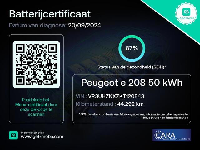 Peugeot e-208 EV Allure 50 kWh Incl. BTW Half Leder Navigatie Camera Clima Cruise PDC LMV Carplay Android Bluetooth