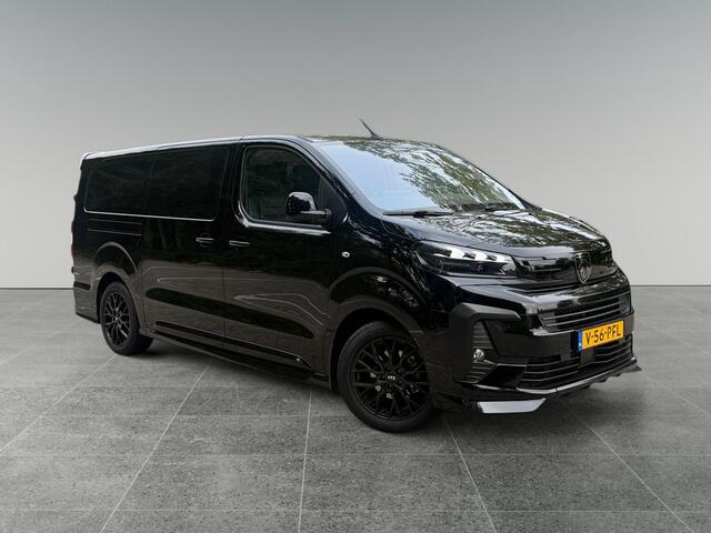 Peugeot e-Expert EV L3 75kWh 136pk STX SPORT | Lederen bekleding STX | STX Pakket | Dakspoiler | Sideskirts | 18 inch zwarte velgen | City NAVI Pakket | Comfort Pakket | Exterieur Pakket | Full ECO LED verlichting | Winter Pakket | Dubbele schuifdeur | Houten afwerking laadruimte | Scheidingswand comfort met raam | Reservewiel