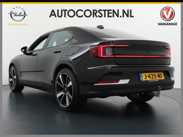 Polestar 2 AUT. 408 pk Long Range Dual Motor 78kWh Trekhaak Panoramadak Electr.Stoelen Verwarmd+Achterbank+Stuur Adaptive-Cruise Carplay Android 360°Camera 19"Lmv Led-Pixel WiFi PDC Park-Assist System-Home-Link Elektr.A.Klep Google Maps ECC Apps Verkeersbord detecti