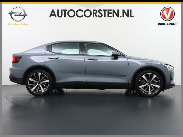 Polestar 2 AUT. 408 pk Long Range Dual Motor 78kWh Trekhaak Panoramadak Keyless-Start-Open(via GSM!) Electr.Stoelen Verwarmd+Achterbank+Stuur Adaptive-Cruise Carplay Android 360°Camera 19"Lmv Led-Pixel WiFi PDC Park-Assist System-Home-Link Elektr.A.Klep Google Maps 