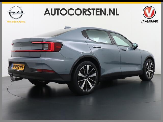 Polestar 2 AUT. 408 pk Long Range Dual Motor 78kWh Trekhaak Panoramadak Keyless-Start-Open(via GSM!) Electr.Stoelen Verwarmd+Achterbank+Stuur Adaptive-Cruise Carplay Android 360°Camera 19"Lmv Led-Pixel WiFi PDC Park-Assist System-Home-Link Elektr.A.Klep Google Maps 