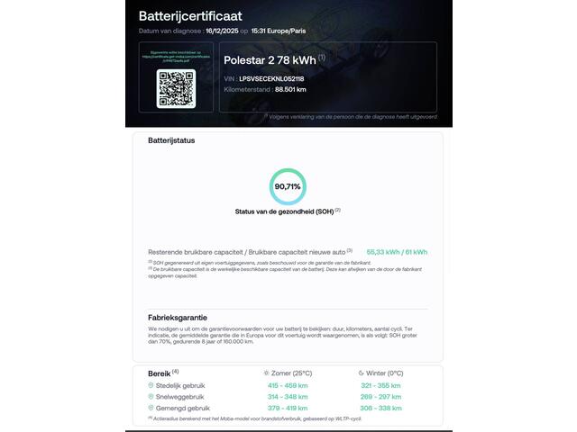 Polestar 2 Standard Range Single Motor 63kWh Camera / SOH 90% / Trekhaak