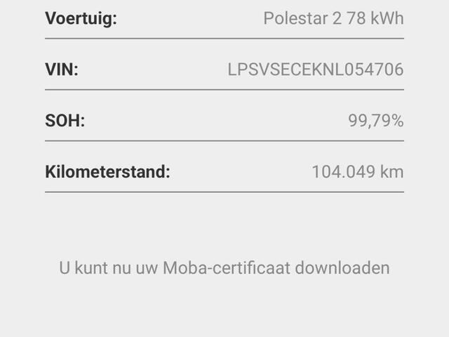 Polestar 2 SOH 99% Standard Range Single Motor 1e Eigenaar