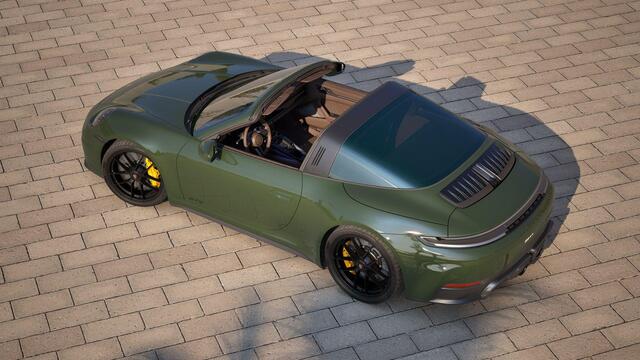 Porsche 911 3.6 T-Hybrid Targa 4 GTS , PTS Blackolive, noselift, Burmester, 21", SportDesign carbon, stl.ventilatie, matrix-LED, ACC, clubleder, privacy, NP330K