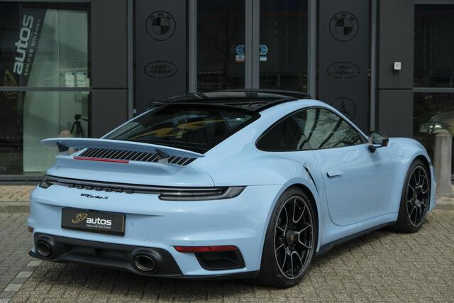 Porsche 911 3.8 Turbo S 650pk Panoramadak Burmester Keramisch PTS Gulfblauw NLauto Noselift PDCC Sportuitlaat
