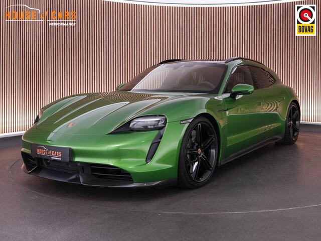 Porsche Taycan Sport Turismo Turbo S 625pk 93 kWh |PTS Mamba green|Burmester|achteras besturing|passenger disp.|pano|carbon ext.|sport chrono|head-up|stoelverkoeling & verwarming|Apple Carplay|memory|