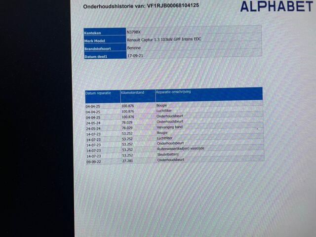 Renault CAPTUR 1.3 TCe 140 Intens Automaat - Digitaal Cockpit, Carplay, Camera, Half Leer