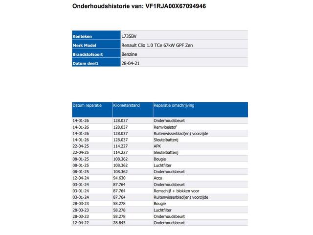 Renault CLIO 1.0 TCe Zen / 6Versn. / 5drs./ Pdc./ Airco / Navigatie / Radio multimedia / Apk 04-2027
