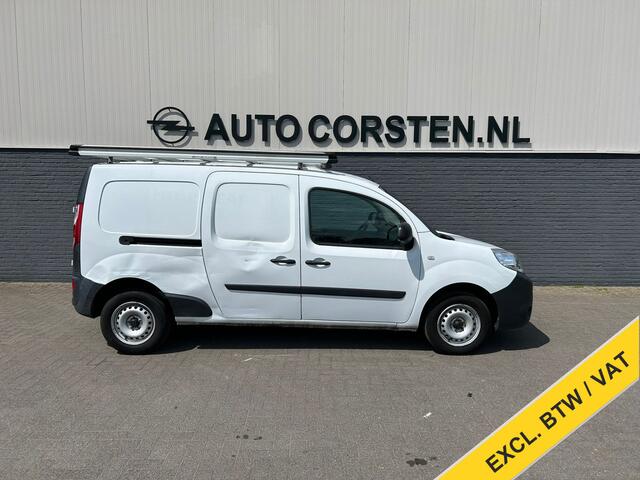 Renault KANGOO 1.5dCi 90PK Euro 6 Maxi Airco Trekhaak Cruise Control Pdc Bleutooth Imperiaal Navi Energy Comfort Schuifdeur Betonplex vloer Lat om Lat betimmering Achterdeuren met ramen Euro 6 Beschadigingen rondom en gebruikerssporen interieur.