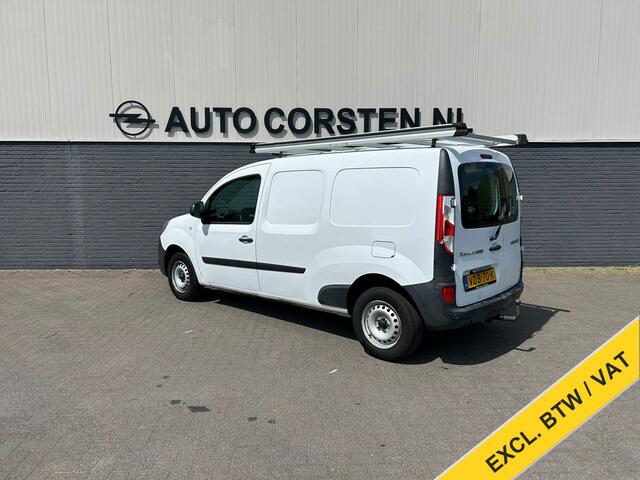 Renault KANGOO 1.5dCi 90PK Euro 6 Maxi Airco Trekhaak Cruise Control Pdc Bleutooth Imperiaal Navi Energy Comfort Schuifdeur Betonplex vloer Lat om Lat betimmering Achterdeuren met ramen Euro 6 Beschadigingen rondom en gebruikerssporen interieur.