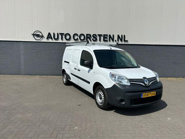 Renault KANGOO 1.5dCi 90PK Euro 6 Maxi Airco Trekhaak Cruise Control Pdc Bleutooth Imperiaal Navi Energy Comfort Schuifdeur Betonplex vloer Lat om Lat betimmering Achterdeuren met ramen Euro 6 Beschadigingen rondom en gebruikerssporen interieur.