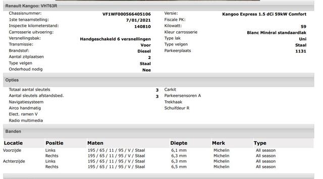 Renault KANGOO 1.5 DCi Euro6 81PK Comfort / Schuifdeur+Raam / Trekhaak / Airco / Pdc./ Navigatie / Radio multimedia /