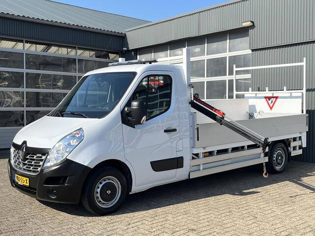 Renault MASTER T35 2.3 dCi L3 Energy Maxilift Laadkraan Trekhaak 2500 kg Airco 3-Persoons Open laadbak Pick-up Euro 6 Verkeersbord Actiebord Pijlenbord Bakwagen P-up 1e eigenaar ex gemeente