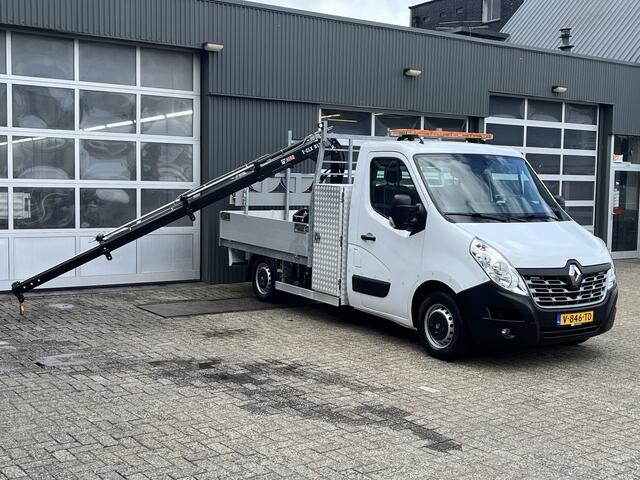 Renault MASTER T35 2.3 dCi Hiab Laadkraan T-CLX 013 Trekhaak 2500 kg Airco Cruise controle 2-Persoons Open laadbak Pick-up Euro 6 Verkeersbord Actiebord Pijlenbord Bakwagen P-up