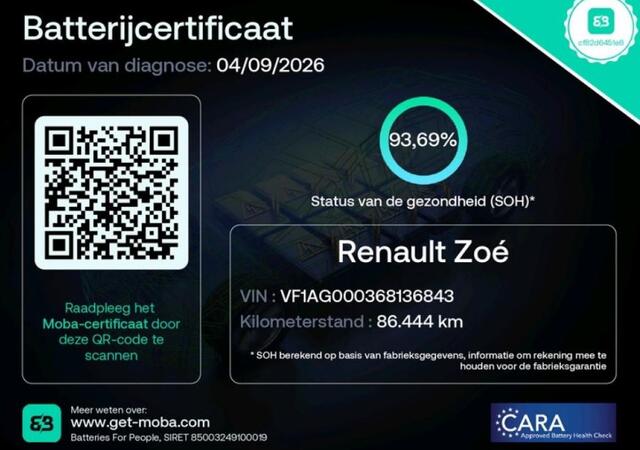 Renault ZOE R110 Life 52 kWh 5Drs. / Pdc+Camera / airco / Radio multimedia / Incl. Battery /