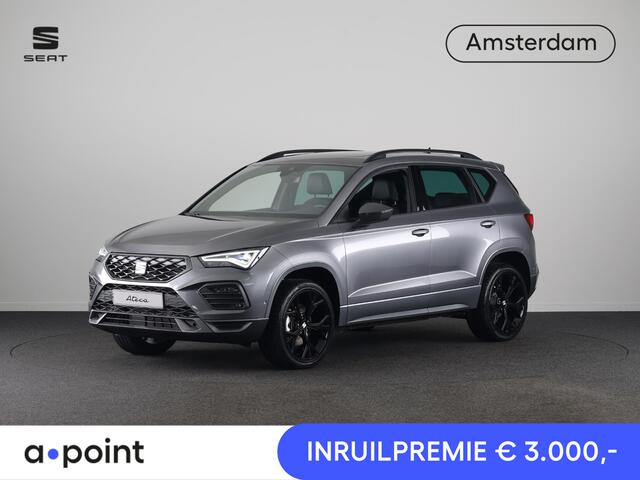 Seat ATECA 1.5 TSI FR Business Intense | Velgen 'Exclusive Glossy Black', 19 inch | Kuipstoelen, Dinamica Aurora Blue (suede look) | Verwambare voorstoelen + Stuurwiel | Draadloze Carplay