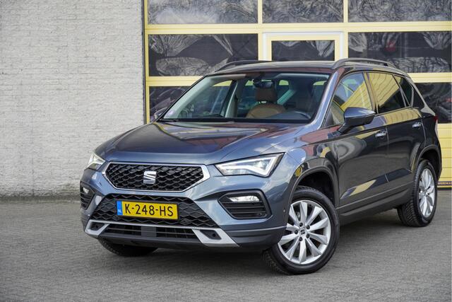 Seat ATECA 1.5 TSI Style Business Intense BJ2021 Lmv 17" | Led V+A | Pdc | Panoramadak | Elek. trekhaak | Achteruitrijcamera | App-Connect | Navi | Climate control | Cruise control | Lederen bekleding | Verwarmd stuur | Verwarmde voorstoelen | Extra getint glas