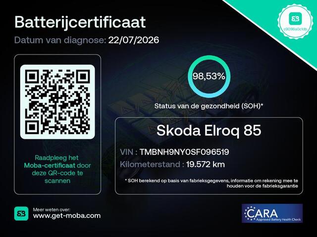 Skoda Elroq 85 Sportline 286 pk | Navigatie | Parkeersensoren | Achteruitrijcamera | Adaptieve cruise control | Keyless | Elektr. achterklep | Matrix LED koplampen |