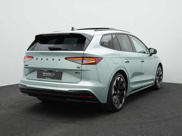 Skoda Enyaq iV 80X 265 pk Sportline | Warmtepomp | Panoramadak | Gegeugenstoel | Matrix LED | Stuur-/stoelverwarming | Leder/alcantara