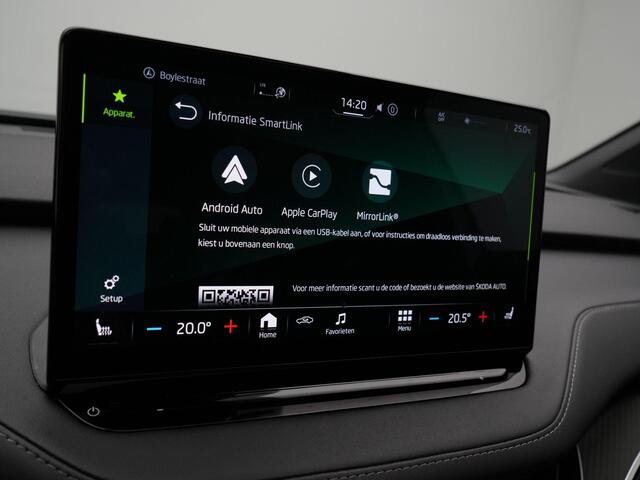 Skoda Enyaq iV 80 204 pk Sportline | Panoramadak | Trekhaak | Snelladen tot 125kW | Geheugenstoel | Matrix LED | Leder/alcantara | Achteruitrijcamera | Stuur-/stoelverwarming