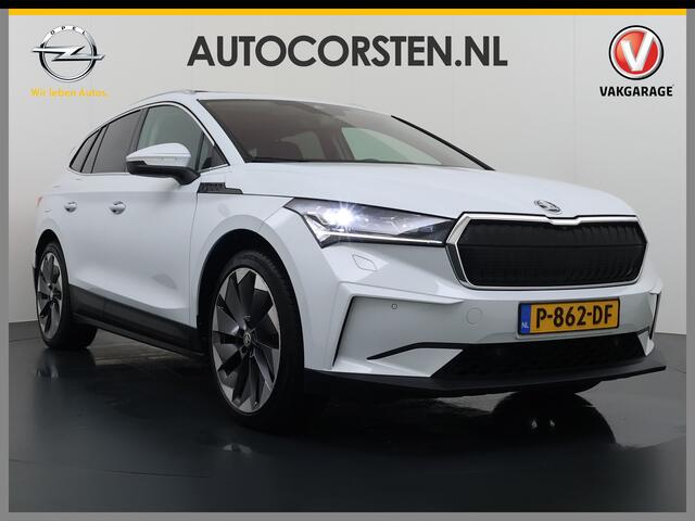 Skoda Enyaq iV 80 First Edition HighLuxus Soh92% Pano-Dak Elektr.Trekhaak *BOMVOL ¤ 63.000 nieuw!* 21"lm Full-Led 360-Camera Adaptive-Cruise Navi Apple Carplay Android PDC-a+v Akoustiche-Ramen Keyless HUD Elektr.Stoel+Geheugen(+stuur)+Bank-Verwarmd Trekhaak First Editi 