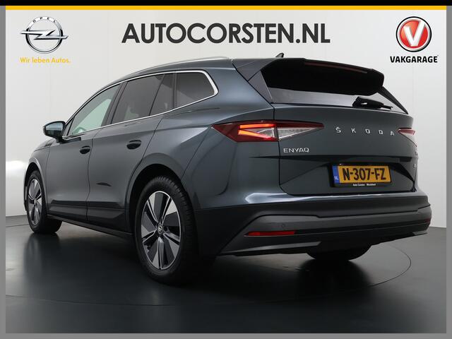 Skoda Enyaq iV 80 Leer Pano-Dak/SchuifDak SOH 93% Trekhaak Camera Navi Ecc Apple Carplay Android Auto Pdc Cruise Control Privacy Glas Led DAB Stuur+Stoel+a-Bankverwarmd Elek.Achterklep Lane Assist Keyless Luxus 1e Eigenaar Origineel Nederlandse Auto Dealeronderhouden 1.