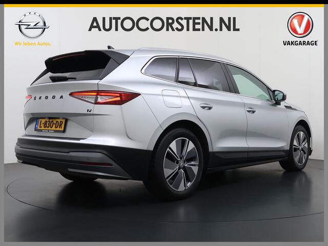 Skoda Enyaq iV 60 SOH 90% Warmtepomp Trekhaak Panoramadak Adap.Cruise Navi Ecc 360°Camera Apple Carplay Android Auto Stuurverwarming Privacy Glas Lmv 19" Led matrix Keyless advanced Rijstrooksensor Origineel Nederlandse Auto